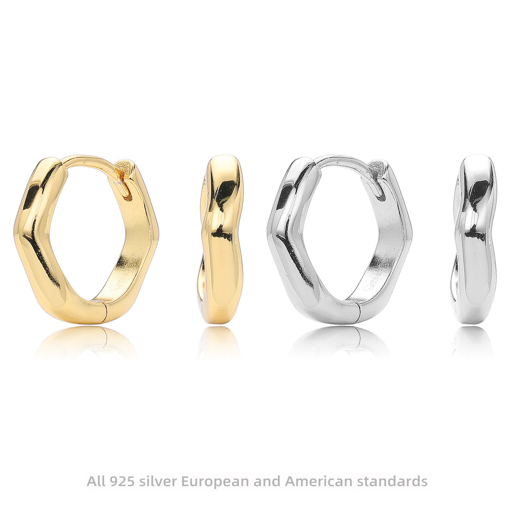 Damen Creolenohrringe mit modernem, geschwungenem Design aus hochwertigem 925 Sterling Silber Shop Nory
