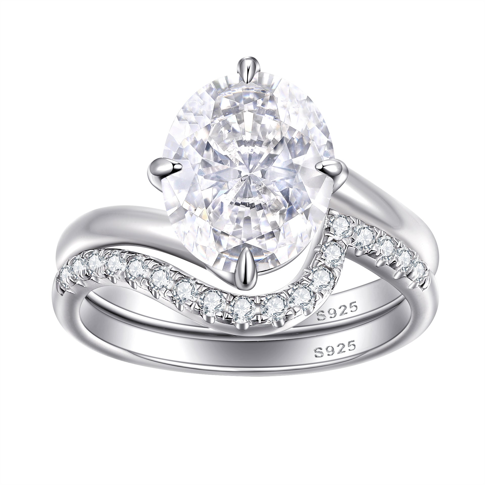 Damen Verlobungsring mit quadratischem Hauptstein und funkelnden Zirkonia-Details Shop Nory
