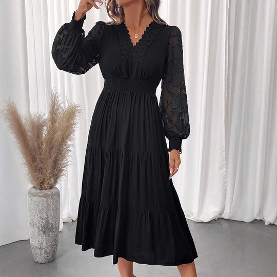Damen Elegantes Maxikleid mit Spitzendetails Shop Nory