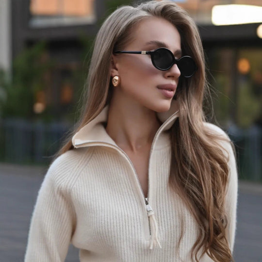 Damen Eleganter Pullover mit halbem Reißverschluss Shop Nory