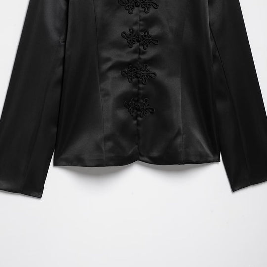 Damen Satinjacke im chinesischen Stil mit Stehkragen und Zierknotverschlüssen Shop Nory