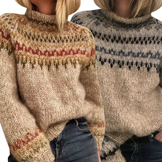 Damen nan kuscheliger Norweger-Strickpullover mit Stehkragen und Oversize-Passform Shop Nory