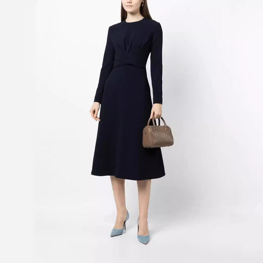 Damen Midikleid mit taillierter Drapierung und A-Linien Rock Shop Nory