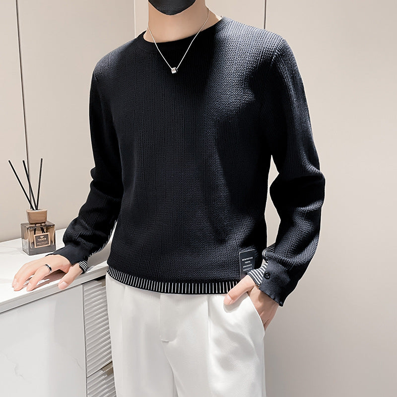 Herren Feinstrick-Pullover mit dezenter Rippenstruktur und kontrastiertem Saum Shop Nory