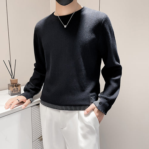 Herren Feinstrick-Pullover mit dezenter Rippenstruktur und kontrastiertem Saum Shop Nory