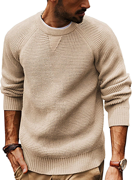 Herren lässiger Strickpullover mit strukturiertem GewShopnoryemuster und Rundhalsausschnitt