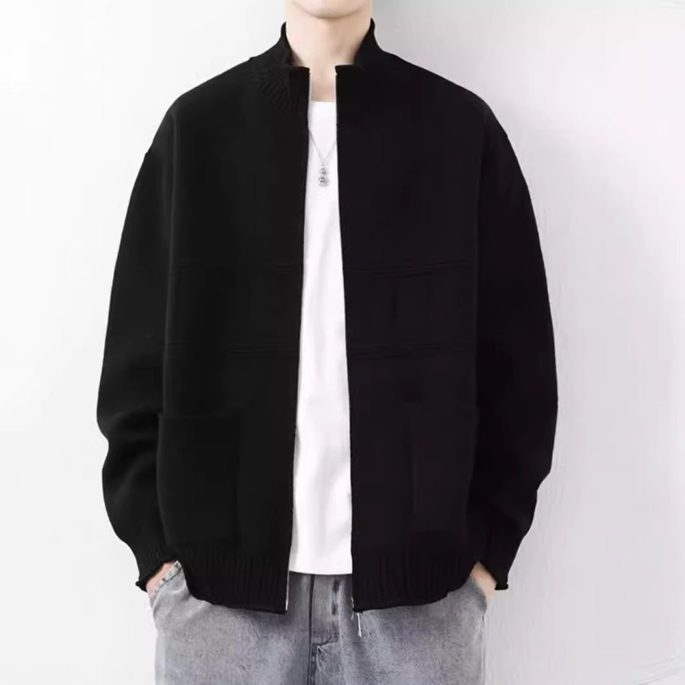 Herren Trendige Strickjacke mit hohen Kragen und Reißverschluss Shop Nory