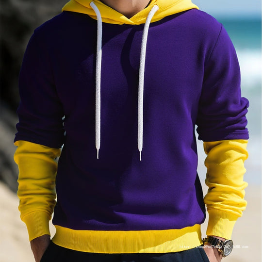 Herren Kapuzenpullover im Lagen-Look mit Kontrastkapuze und Kordelzug Shop Nory
