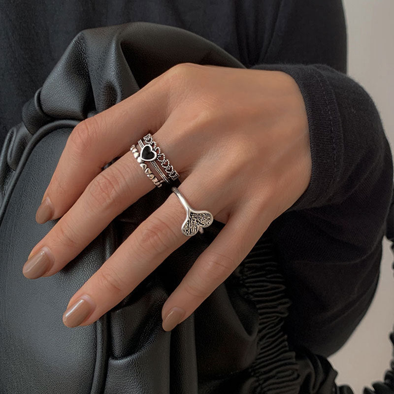 Damen Ring-Set mit Herzen und modernem Design Shop Nory