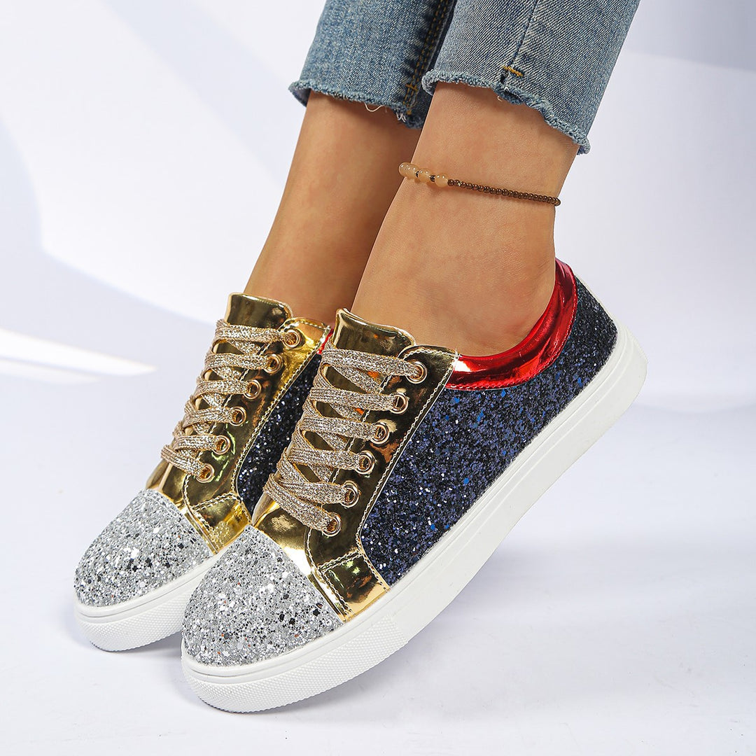Damen Glitzer-Sneaker mit Metallic‑Einsätzen und gepolsterter Plateausohle Shop Nory