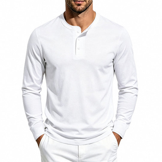 Herren Langarm-Henleyshirt aus feiner Waffelstruktur mit 3-Knopf-Leiste Shop Nory