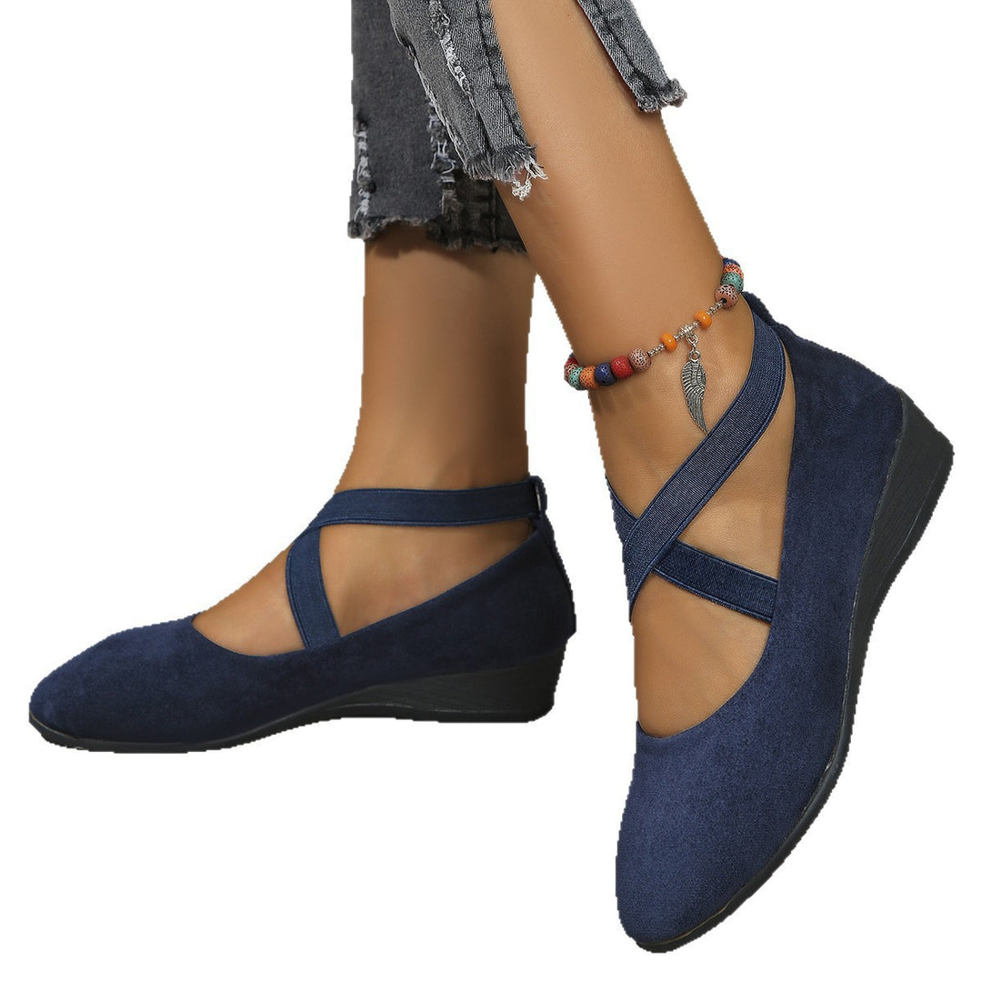 Damen Komfort-Keilabsatz-Ballerina aus Veloursleder Shop Nory