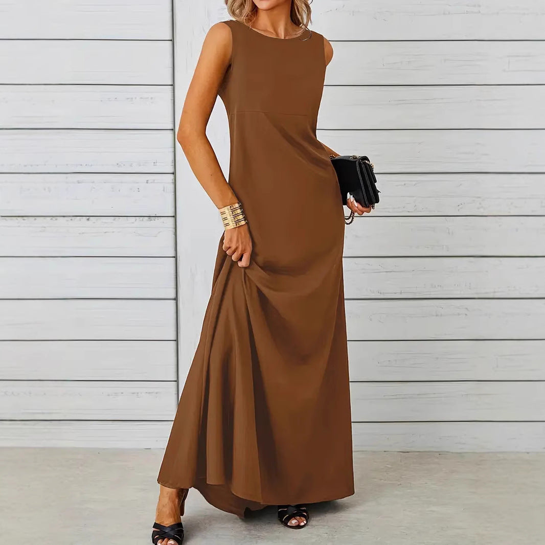 Damen elegantes Maxikleid mit schwingendem Saum und klassischem Schnitt