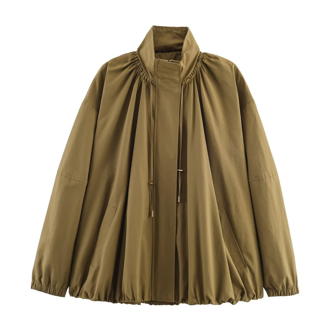 Damen Weitgeschnittene Übergangsjacke mit Tunnelzugkragen und ballonförmigem Saum Shop Nory