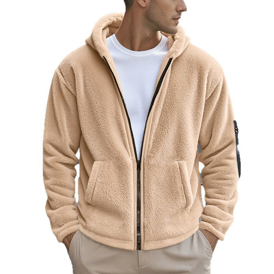 Herren Fleecejacke mit Kapuze und praktischen Reißverschlusstaschen