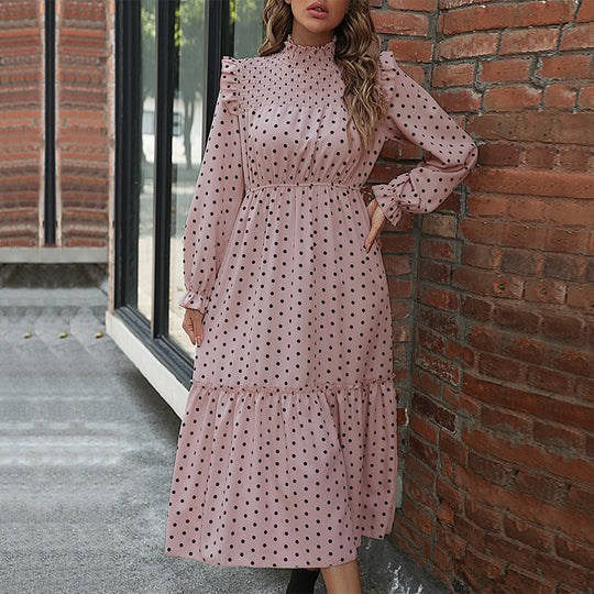Damen Midikleid mit Smokkragen, Rüschen‑Details, Taillen‑Gummizug und Stufenrock Shop Nory