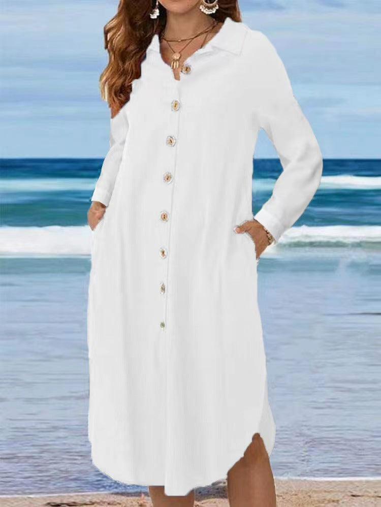 Damen Hemdkleid mit Knopfleiste und Seitenschlitzen Shop Nory
