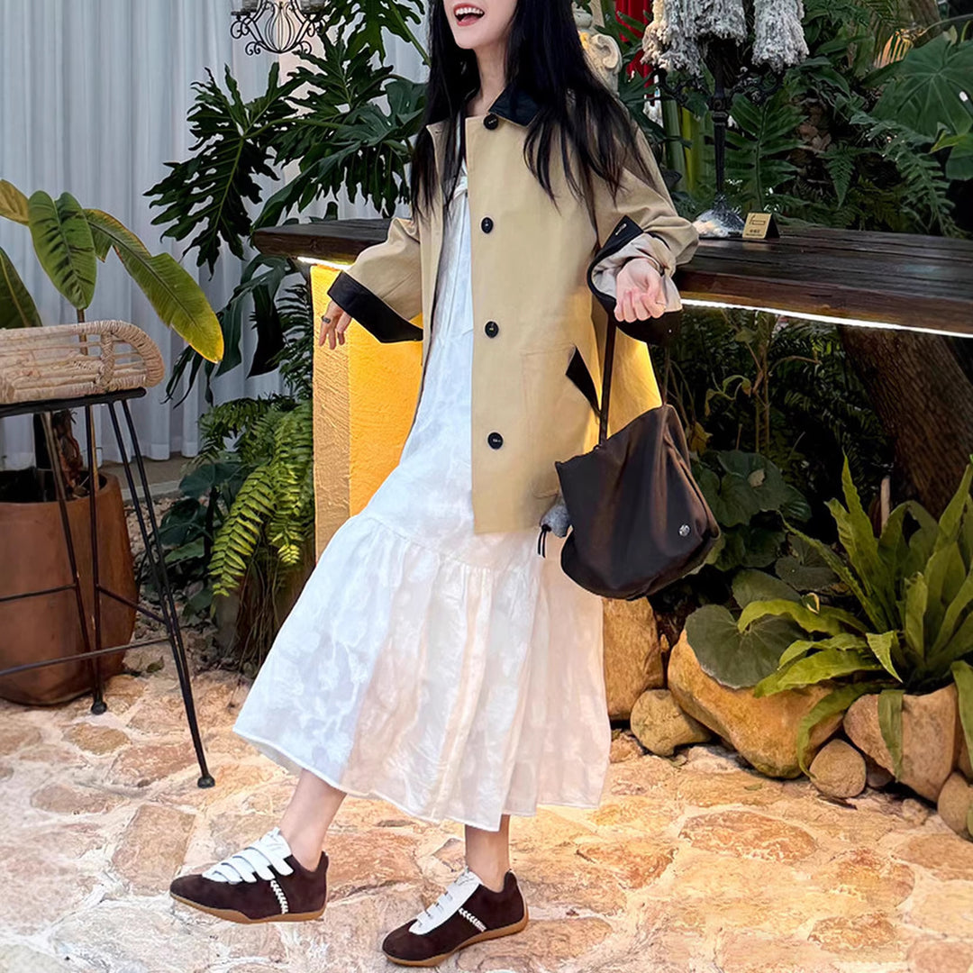 Damen Modische Oversized-Jacke mit Lederdetails Shop Nory