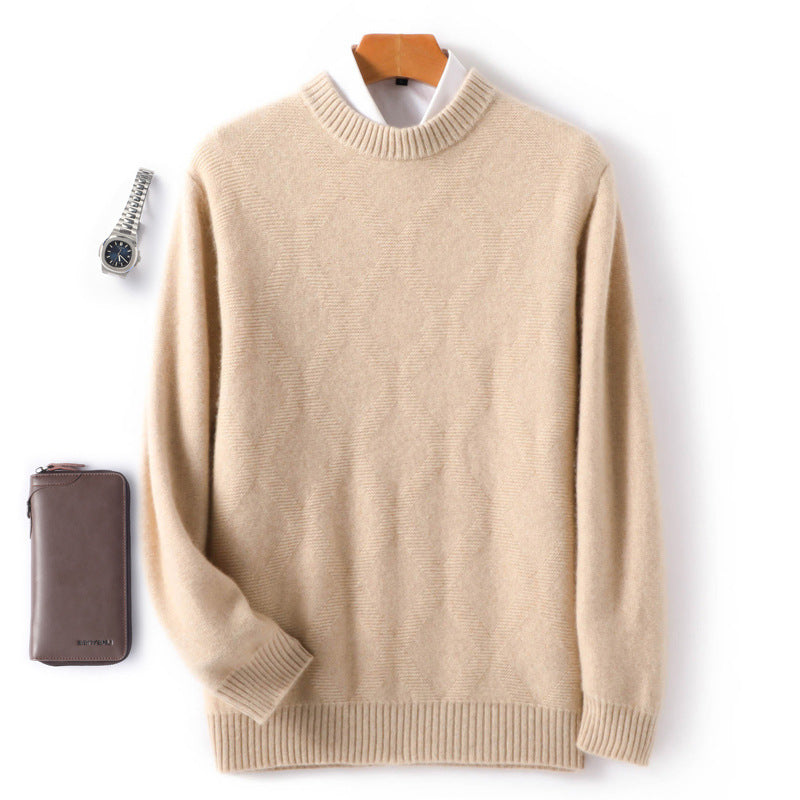 Herren Feiner Rundhals‑Pullover mit dezenter Rautenstruktur aus Kaschmir‑Mix Shop Nory