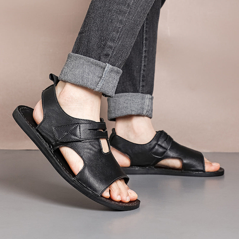 Herren Atmungsaktive Leder-Sandalen mit verstellbarem Riemen