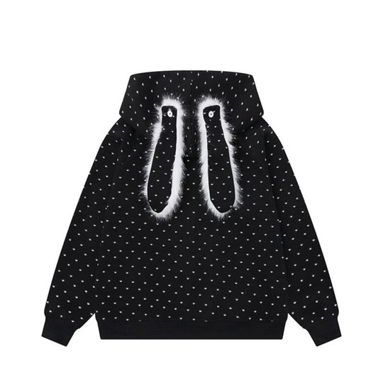 Damen Kapuzensweatjacke im Cozy-Kawaii‑Stil mit 3D-Ohren, Allover-Pünktchen und Frontreißverschluss Shop Nory
