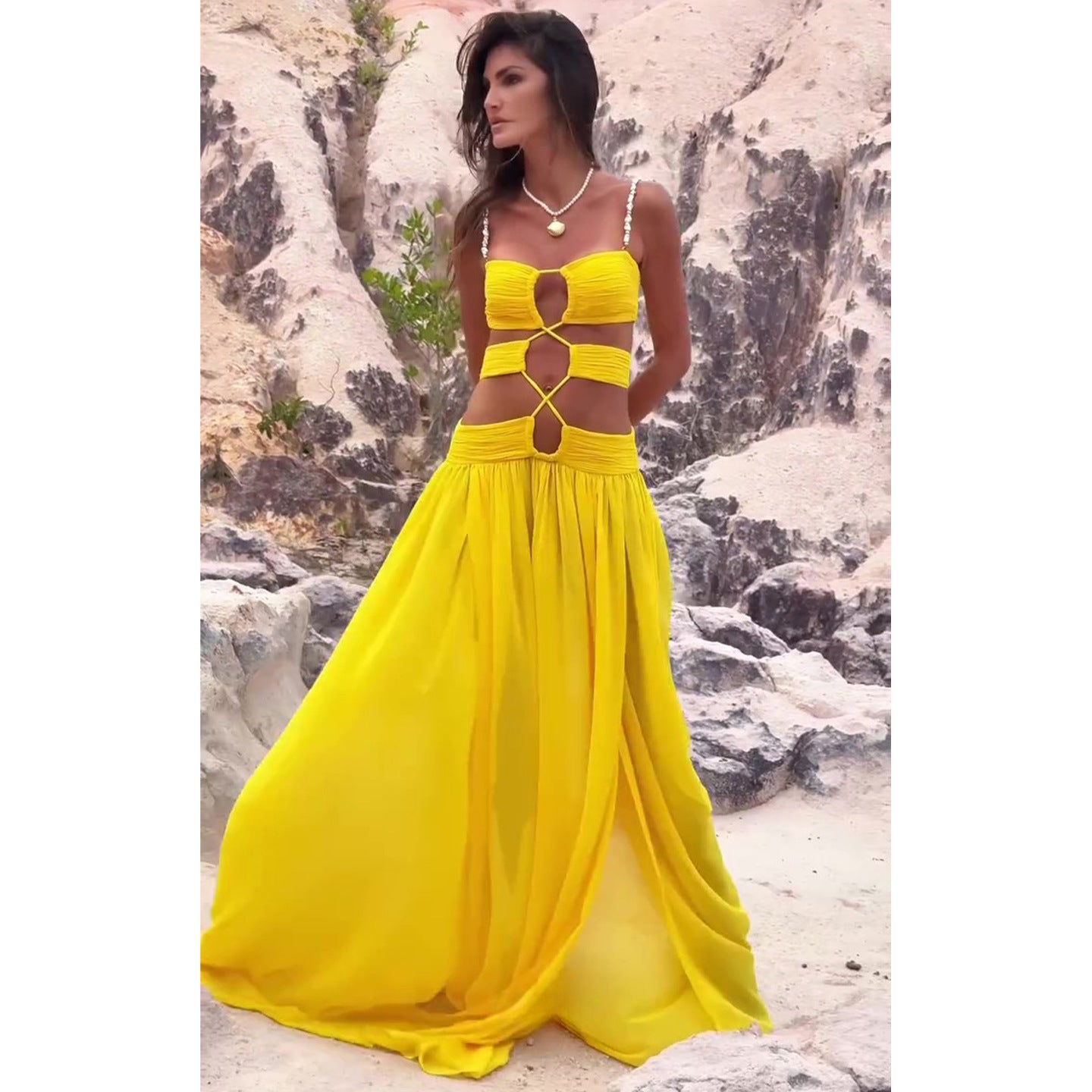Damen Maxikleid mit einzigartigem Cut-Out Design Shopnory
