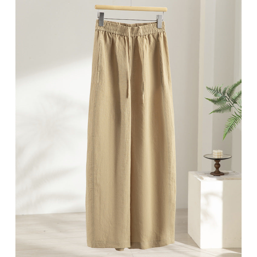 Damen Weite Leinen‑Optik Palazzohose mit elastischem Bund und fließender Silhouette Shop Nory