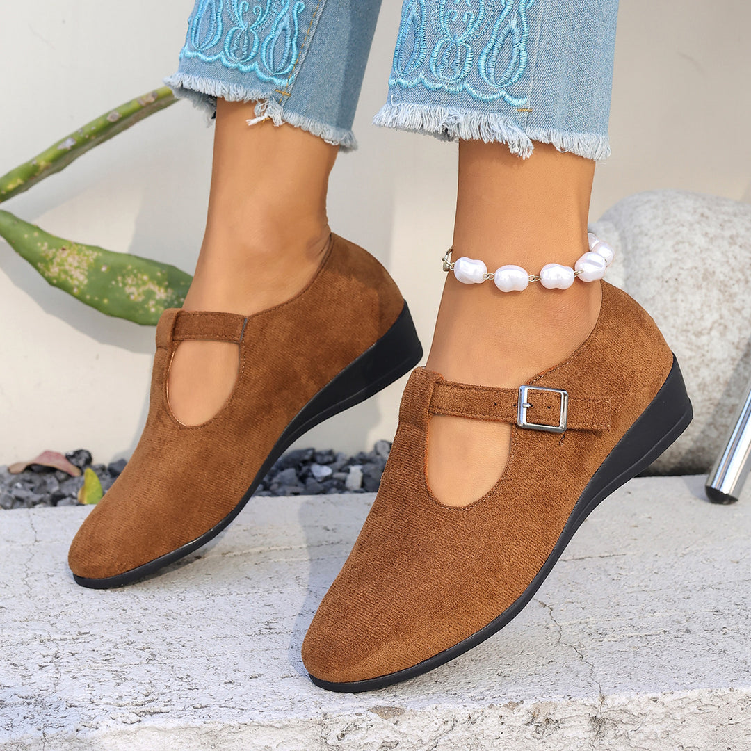 Damen Keil-Ballerinas mit gekreuzten Elastikriemen und weichem Memory-Fußbett Shop Nory
