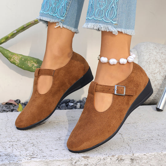 Damen Keil-Ballerinas mit gekreuzten Elastikriemen und weichem Memory-Fußbett Shop Nory