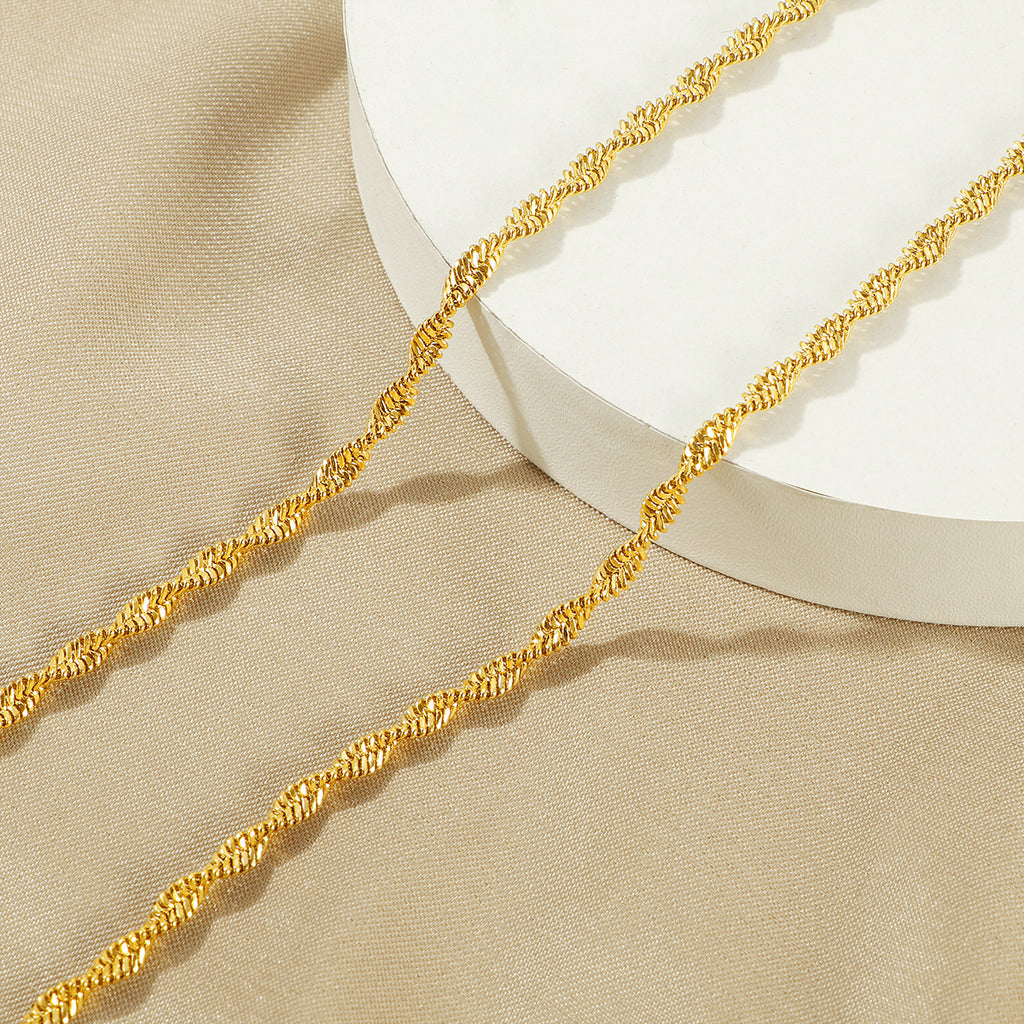 Damen verdrehte Goldseil-Kettenhalskette Shop Nory