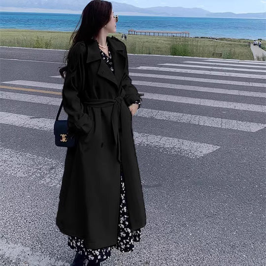 Damen Langer Oversize-Trenchcoat mit Ballonärmeln und Bindegürtel Shop Nory