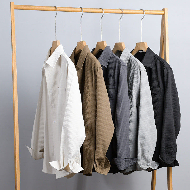 Herren Texturiertes Waffelstruktur-Overshirt mit Brusttasche und legerer Passform Shop Nory