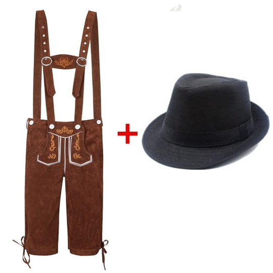 Herren nan traditionelle Trachtenlederhose mit verstellbaren Trägern und Trachtenhut Shop Nory