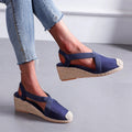 Damen Espadrilles mit elastischen Trägern und Keilabsatz Shopnory