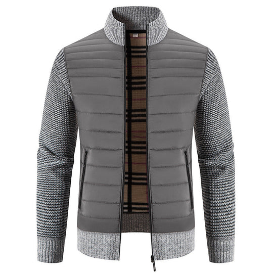 Herren Steppjacke mit modernem Strickärmeln und hohem Kragen