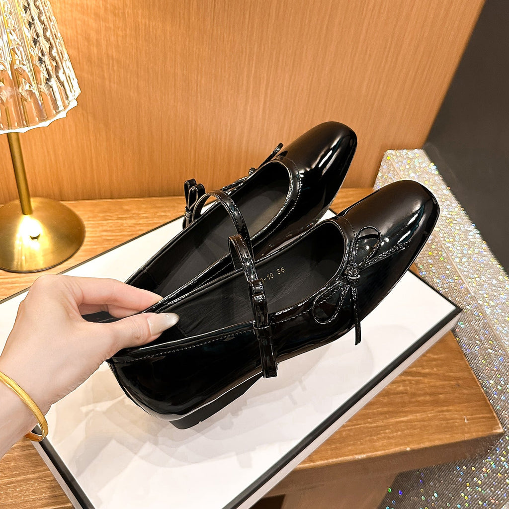 Damen Ballerinas mit schimmerndem Obermaterial und verspieltem Schleifendetail