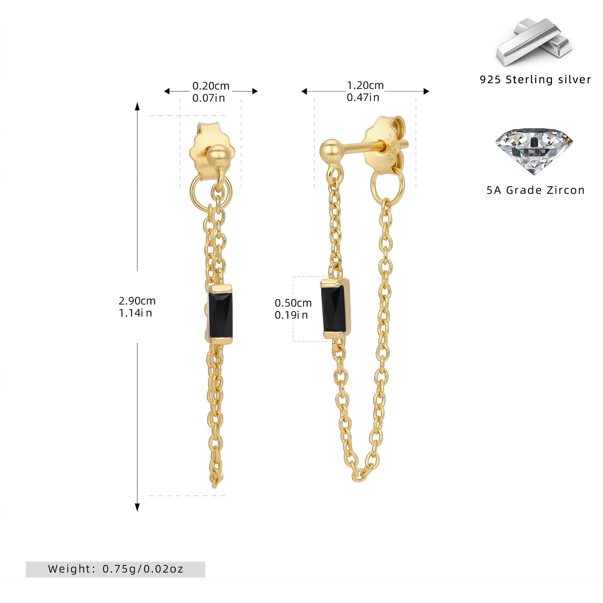 Damen Ohrringe mit luxuriösen Zirkonanhängern aus 925 Sterling Silber Shop Nory