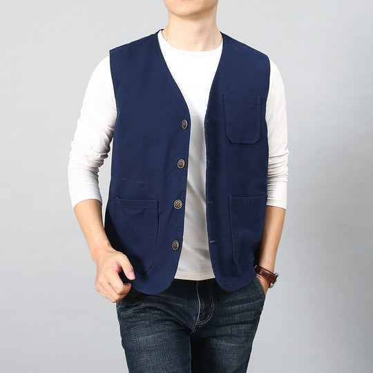 Herren Utility-Weste mit gestreiftem Innenfutter aus Baumwoll-Canvas Shop Nory