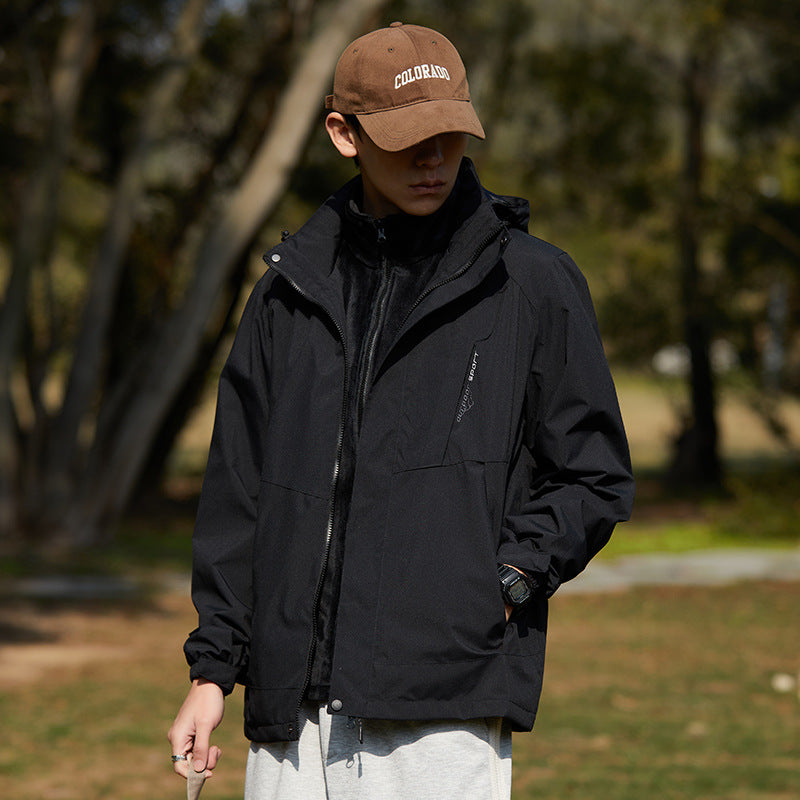Damen zweilagige wasserabweisende Outdoorjacke mit Kapuze, Taillenregulierung und Kontrastbesätzen Shop Nory