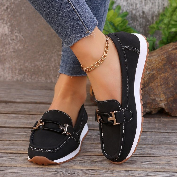 Damen Mokassin-Slipper mit Ziermetall-Bit und dämpfender Profilsohle Shop Nory