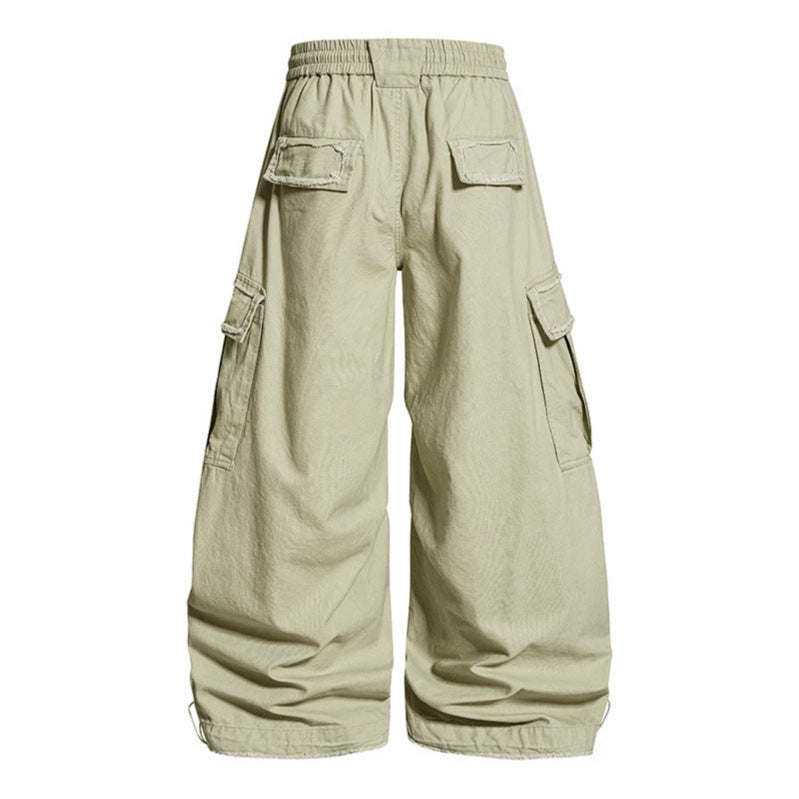 Damen Weite Cargo-Hose mit elastischem Bund, Cargo-Taschen und verstellbarem Saum Shop Nory