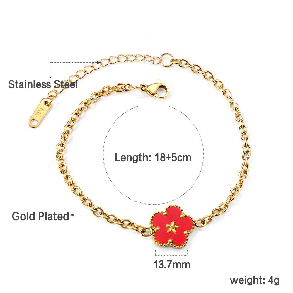 Damen Armband mit floralem Anhänger aus hochglanzpoliertem Edelstahl Shop Nory