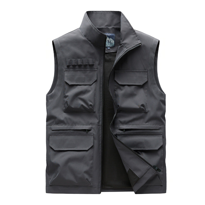 Herren Outdoor-Utilityweste mit acht Multifunktionstaschen, robustem Baumwollmix und Windschutzkragen Shop Nory