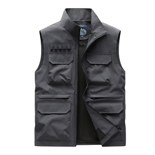 Herren Outdoor-Utilityweste mit acht Multifunktionstaschen, robustem Baumwollmix und Windschutzkragen Shop Nory