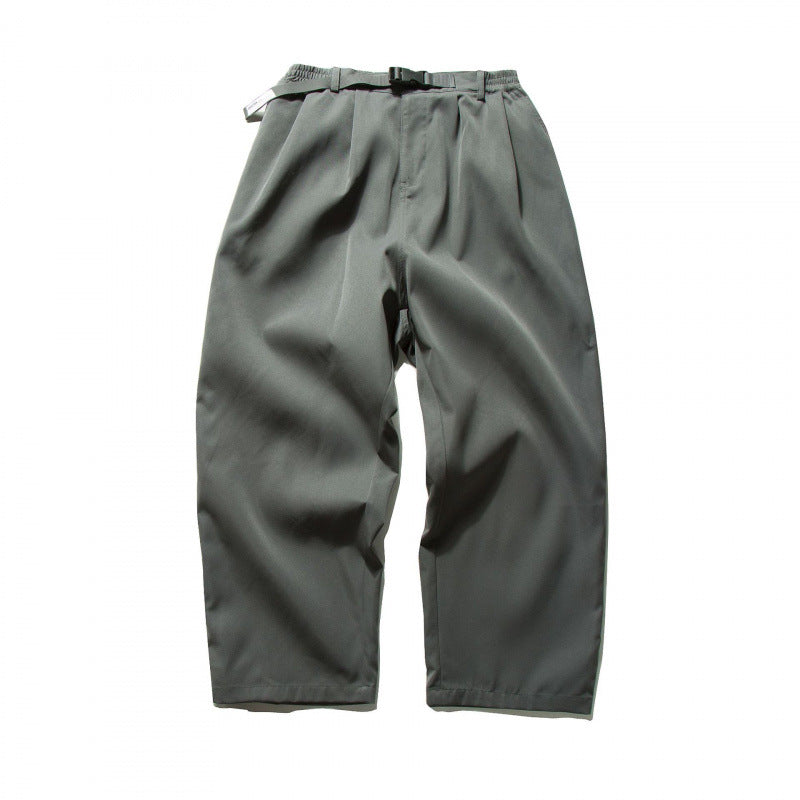 Herren Weitgeschnittene Relaxed-Hose mit elastischem Bund, Bundfalten und integriertem Webgürtel Shop Nory