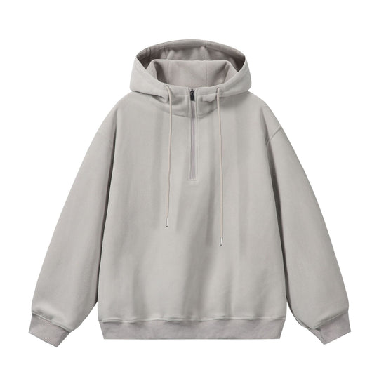 Unisex Oversize Fleece-Halbzip-Kapuzenpullover mit Kordelzug und Rippbündchen Shop Nory