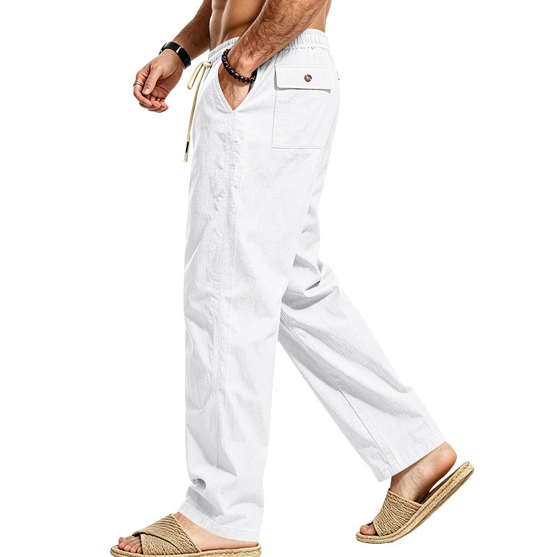 Herren Leichte Relax-Hose mit elastischem Bund, Kordelzug und aufgesetzter Cargotasche Shop Nory