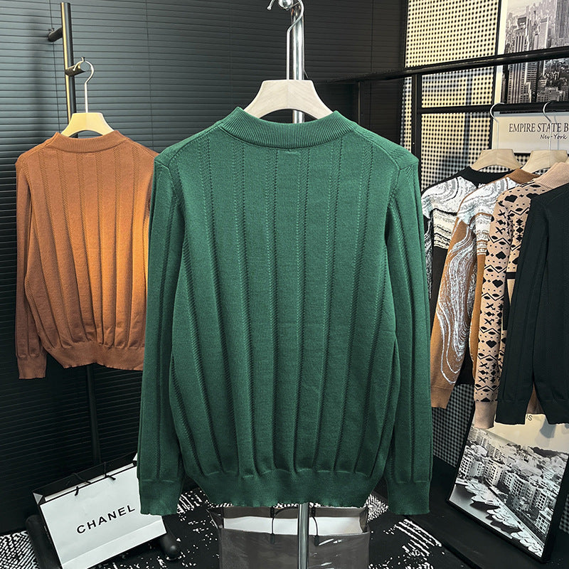 Herren Feinstrick-Pullover mit vertikaler Rippenstruktur und kurzem Stehkragen Shop Nory