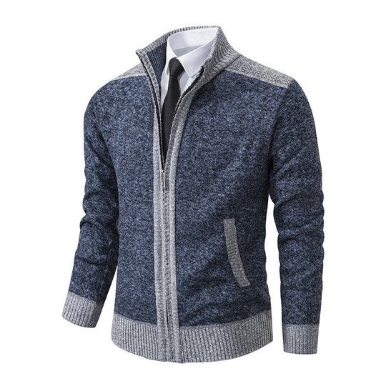 Herren modische Strickjacke mit hohem Kragen und Reißverschluss