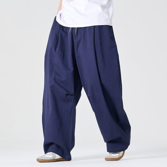 Herren Weite Relaxed-Fit Stoffhose mit Tunnelzug und Bundfalten Shop Nory